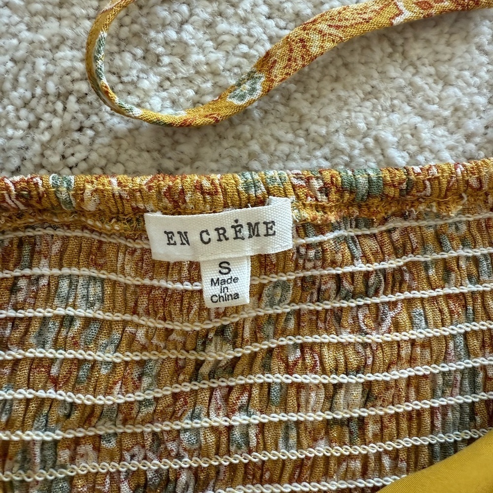 En Creme Mustard and gold Patterned top and pants - Picture 4 of 6